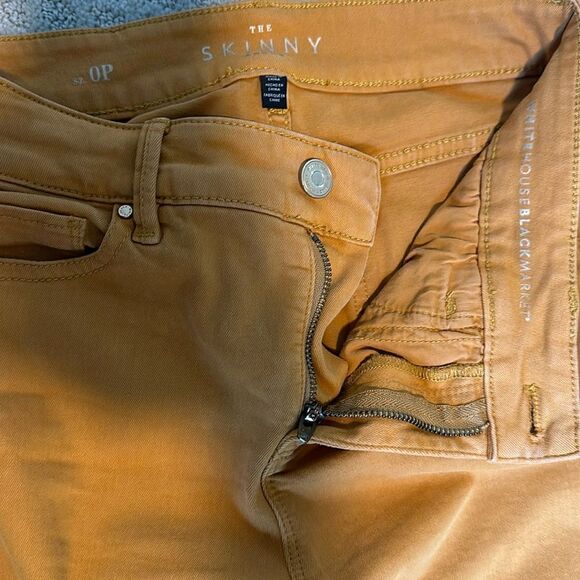 Sz 0P White House Black Market camel rust washed high rise skinny jeans - Picture 3 of 7